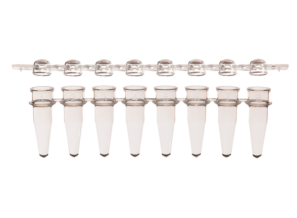 Scientific Specialties Combo Pack 8-Strip PCR Tues & 8-Strip Dome Caps (Clear)