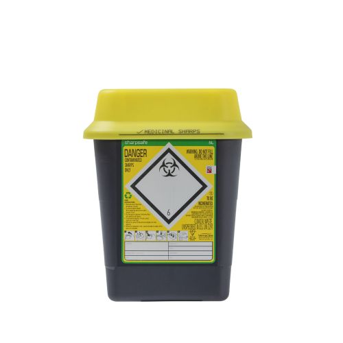 Sharpsafe Sharps Container Yellow Lid 5 Litre