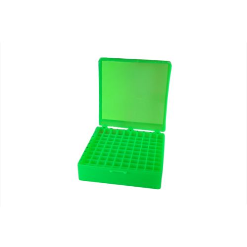 SSIbio 100-Place Freezer Rack w/ Hinged lid Fluorescent Green
