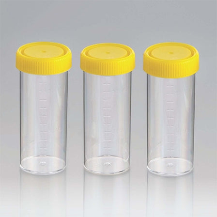 Techno Plas Flat Bottom Container Unlabelled Yellow Cap G/Sterile 120ml