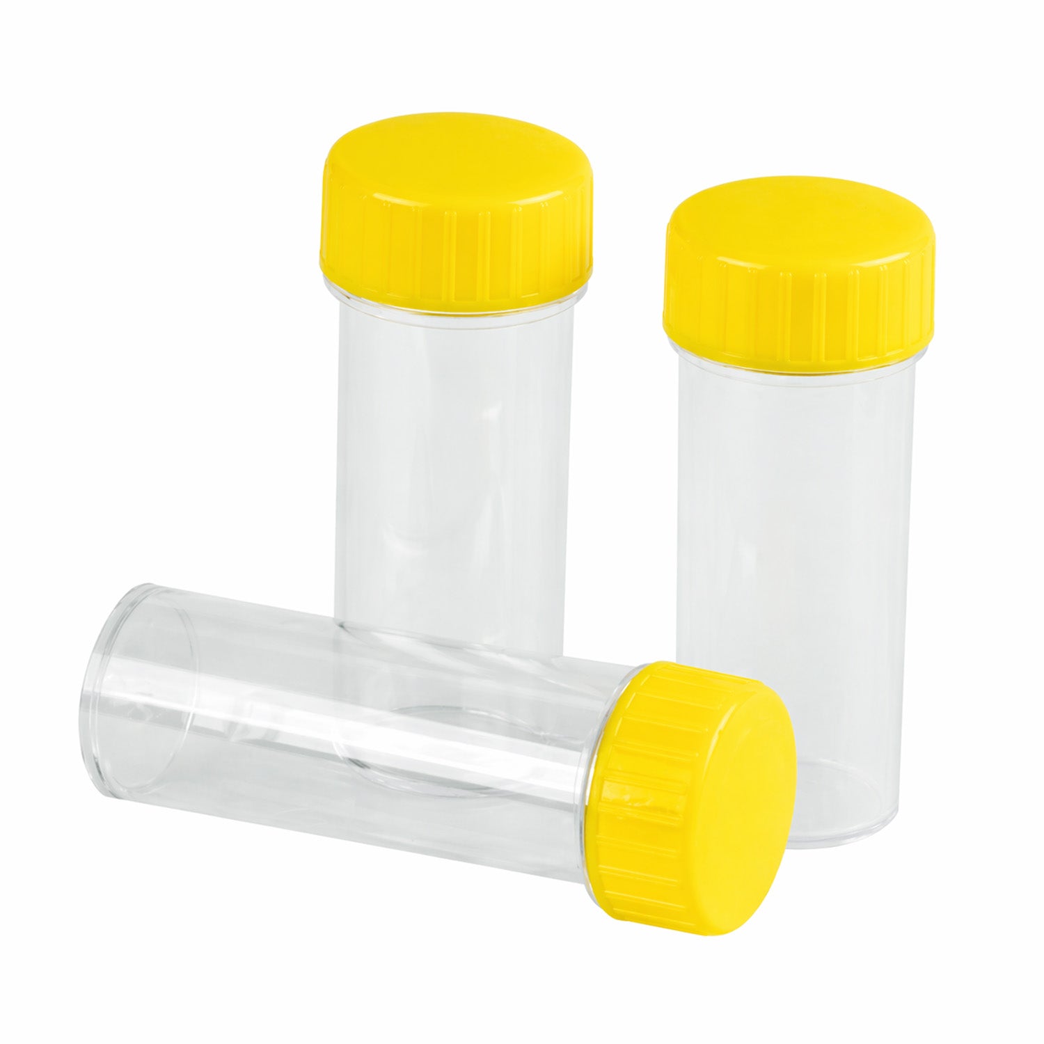 LabServ Container PP Yellow PE Screw Cap Gamma Sterile Flat Base 30ml