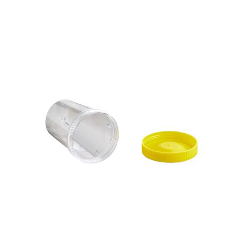 Techno Plas Flat Bottom Container G/Sterile Yellow Cap 500ml