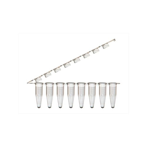 UltraFlux 8-Strip Tubes with Hinged Attached Flat Caps Clear