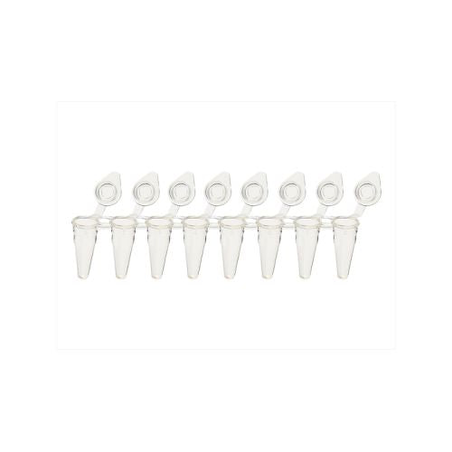 UltraFlux I 8-Strip Low-Profile Tubes with Individually-Attached Flat Caps Clear