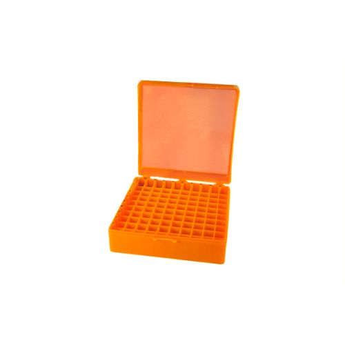 SSIbio 100-Place Freezer Rack w/ Hinged lid Fluorescent Orange