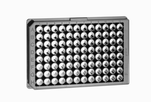 Greiner 96 Well Cell Culture Plate Black uClear Bottom with Lid Flat Wells