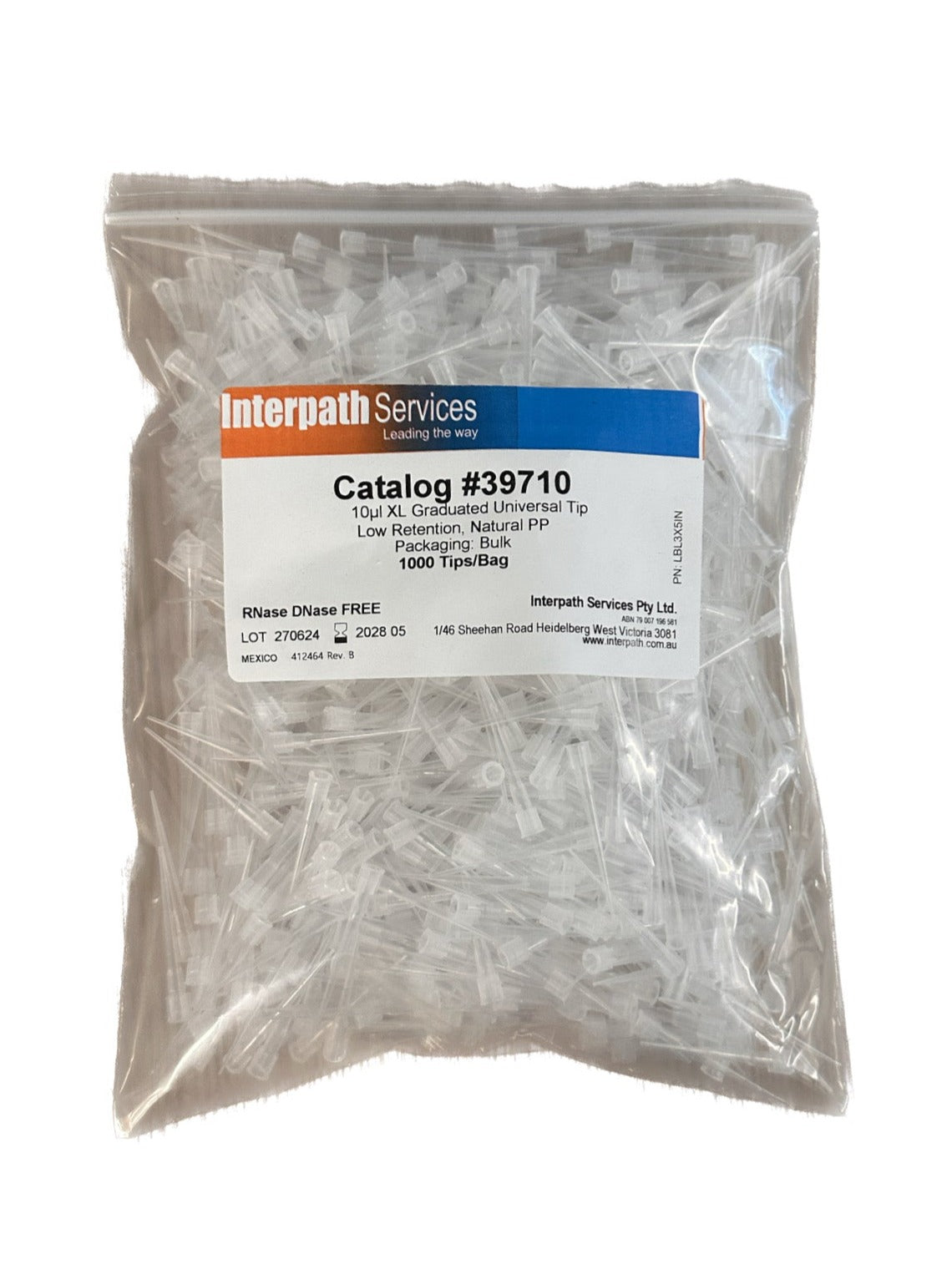 Pipette Micro Extended length Tips 10ul (Bulk) - Interpath Services Pty Ltd