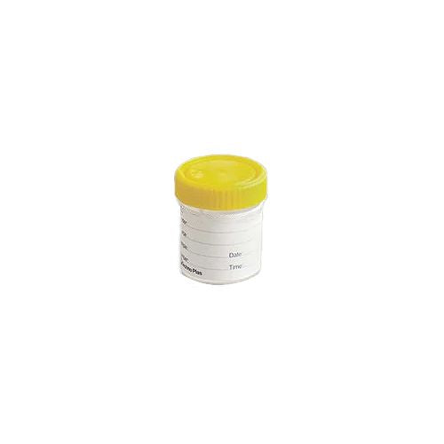 Techno Plas Specimen Jar Labelled Yellow Cap 70ml
