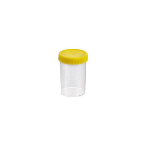 Techno Plas Flat Bottom Container Labelled G/Sterile Yellow Cap 250ml